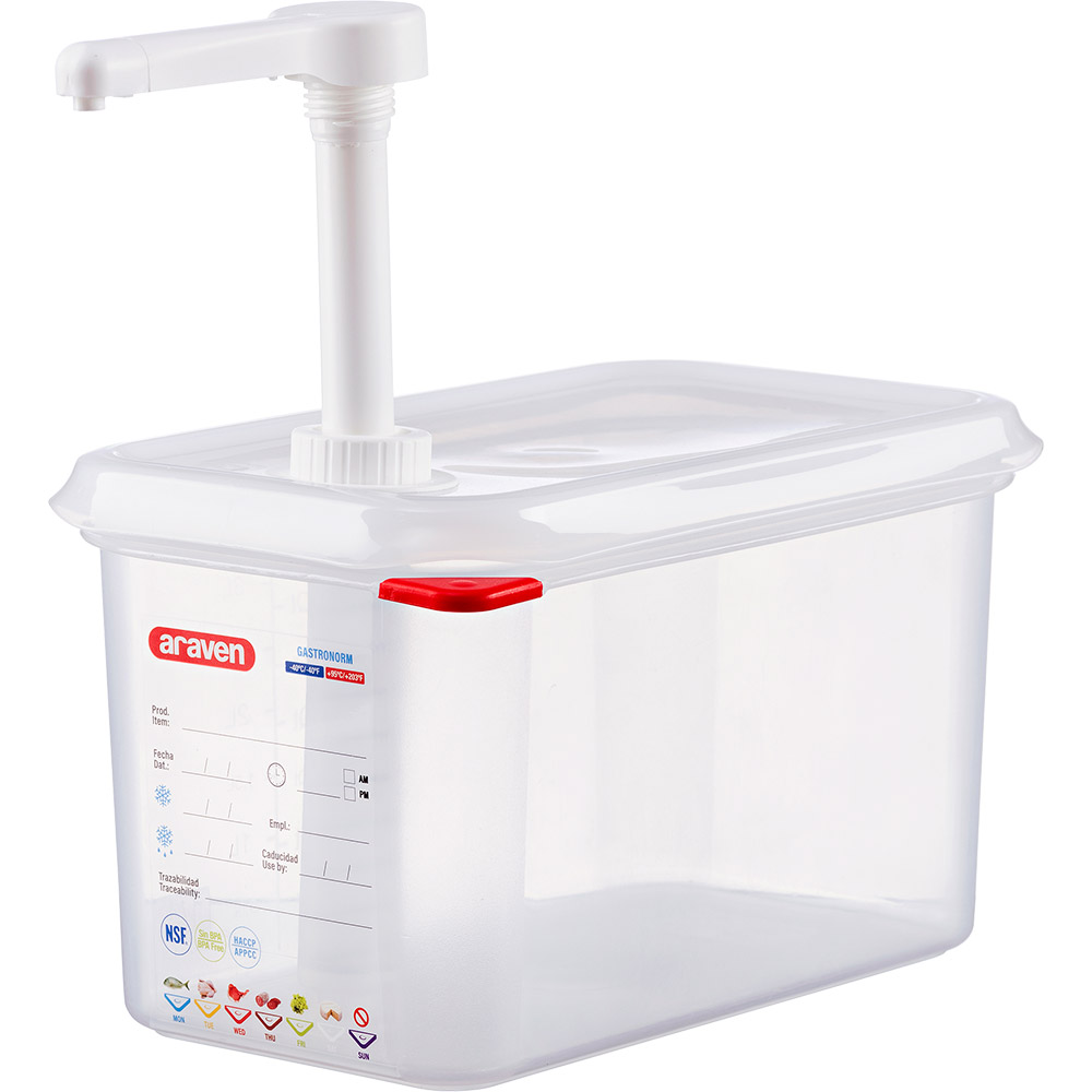 Dozownik do sosów z pompką, GN 1/4 Numer – numer katalogowy Stalgast: 065164