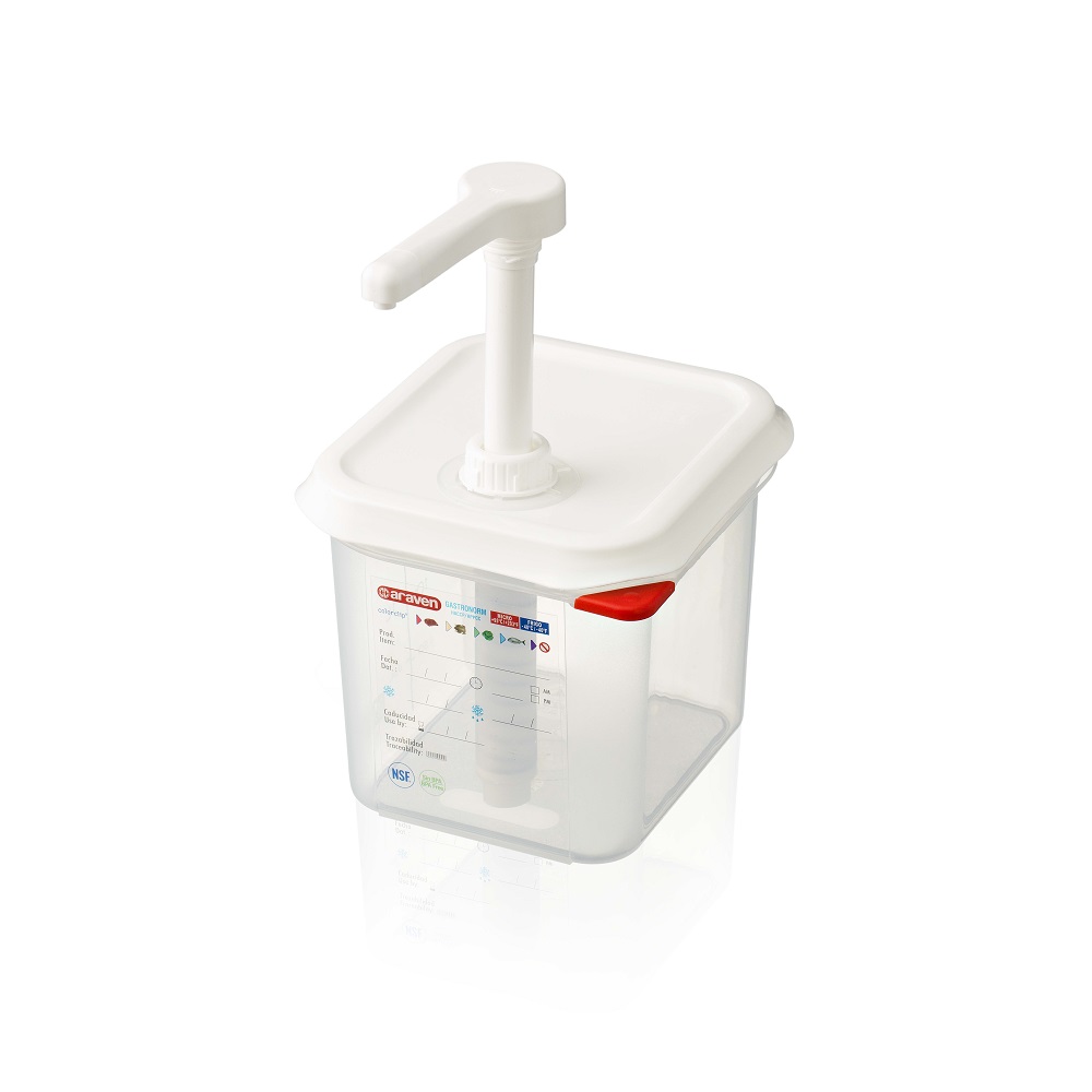 Dozownik do sosów z pompką, GN 1/6 Numer – numer katalogowy Stalgast: 065166