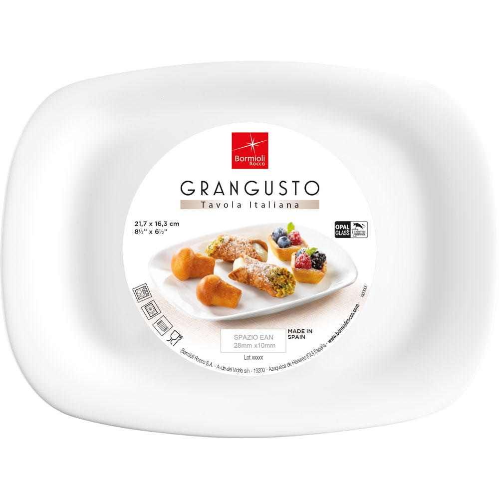 Talerz płytki, prostokątny, Grangusto, 217x163 mm Numer – numer katalogowy Stalgast: 388628