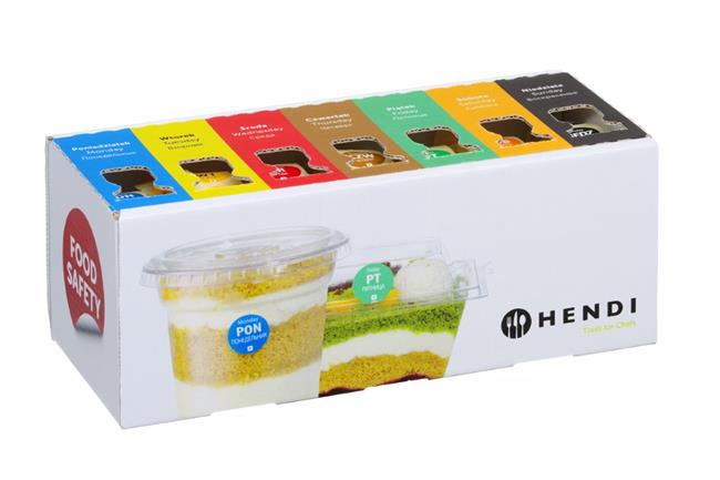 Zestaw etykiet jednorazowych Food Safety na każdy dzień tygodnia z podajnikiem, HENDI, 240x80x(H)100mm Wariant podstawowy – numer katalogowy: 850299