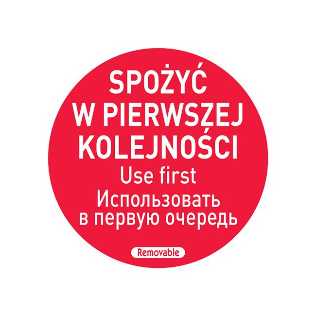 Etykiety Food Safety - "Spożyć w pierwszej kolejności" Wariant podstawowy – numer katalogowy: 850152