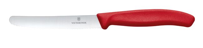 Victorinox Swiss Classic Nóż do pomidorów, zaokrąglony czubek, ząbkowany, 11 cm, czerwony Wariant podstawowy – numer katalogowy: 6.7831