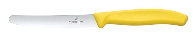 Victorinox Swiss Classic Nóż do pomidorów, zaokrąglony czubek, ząbkowany, 11 cm, żółty Wariant podstawowy – numer katalogowy: 6.7836.L118