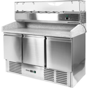 STÓŁ CHŁODNICZY 3-DRZWIOWY DO PIZZY Z NADSTAWKĄ I BLATEM GRANITOWYM – numer katalogowy: Gastro YG-05305