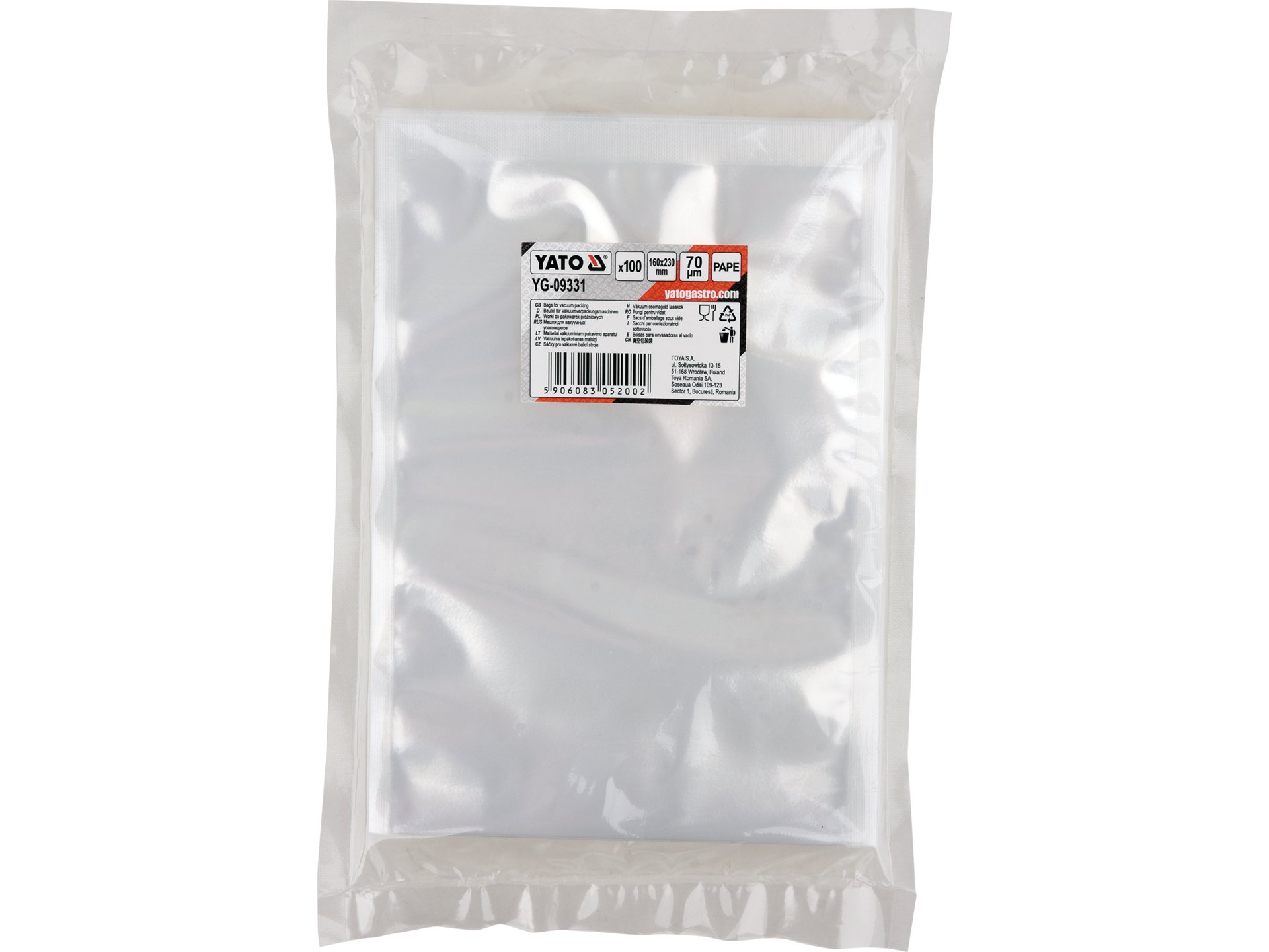 WORKI DO PAKOWAREK KOMOROWYCH 160*230 70UM PAPE, 100SZT – numer katalogowy: Gastro YG-09331