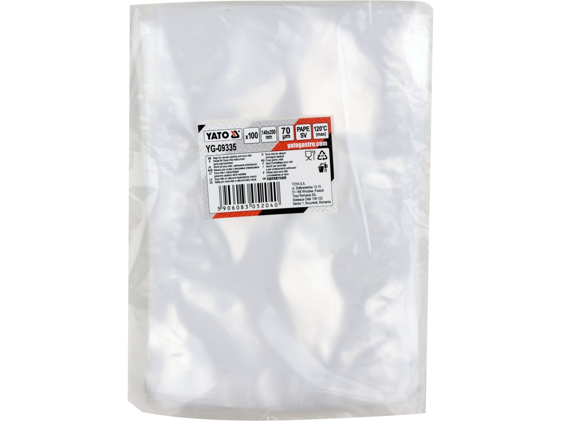 WORKI DO SOUS-VIDE I PAKOWAREK KOMOROWYCH 140*200 70UM PAPE SV, 100SZT – numer katalogowy: Gastro YG-09335