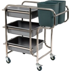 WÓZEK KELNERSKI 3-PÓŁKOWY Z 5 POJEMNIKAMI – numer katalogowy: Gastro YG-09101