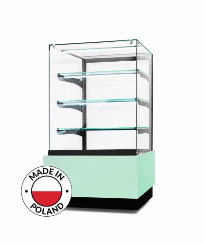 Witryna cukiernicza chłodnicza Dolce Visione Premium 700 | podświetlany cokół | 700x670x1300 mm – numer katalogowy RQ: DOLCE VISIONE 700 W5